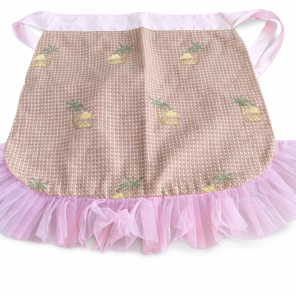 NWOT Sherrie D. Giles Pink Golf Girl Apron Country Club Palm Beach Cottagecore